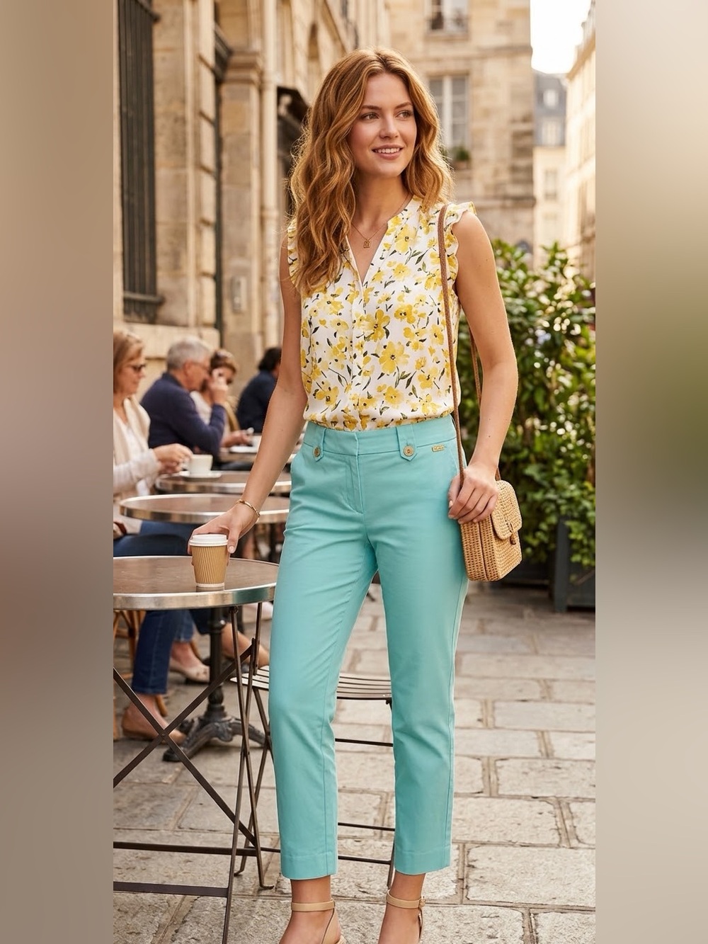 EUC Banana Republic Women's Aqua Blue Cropped Ankle Pants size 4